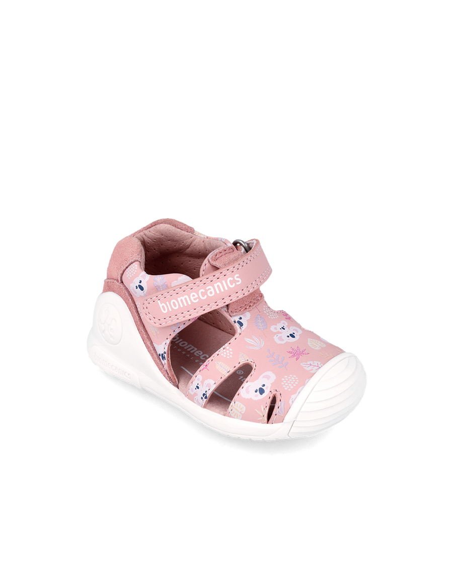 Biomecanics - 242103-A | Baby's First Steps | Girl's Sandal – Pink. Designed to be Ergonomic and Respectful of baby’s feet at each stage of development.