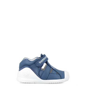 BIOMECANICS 202120A Double Velcro Casual First Shoe – Petrol/Blue colour Designed to support and protect baby's feet during their first steps.
