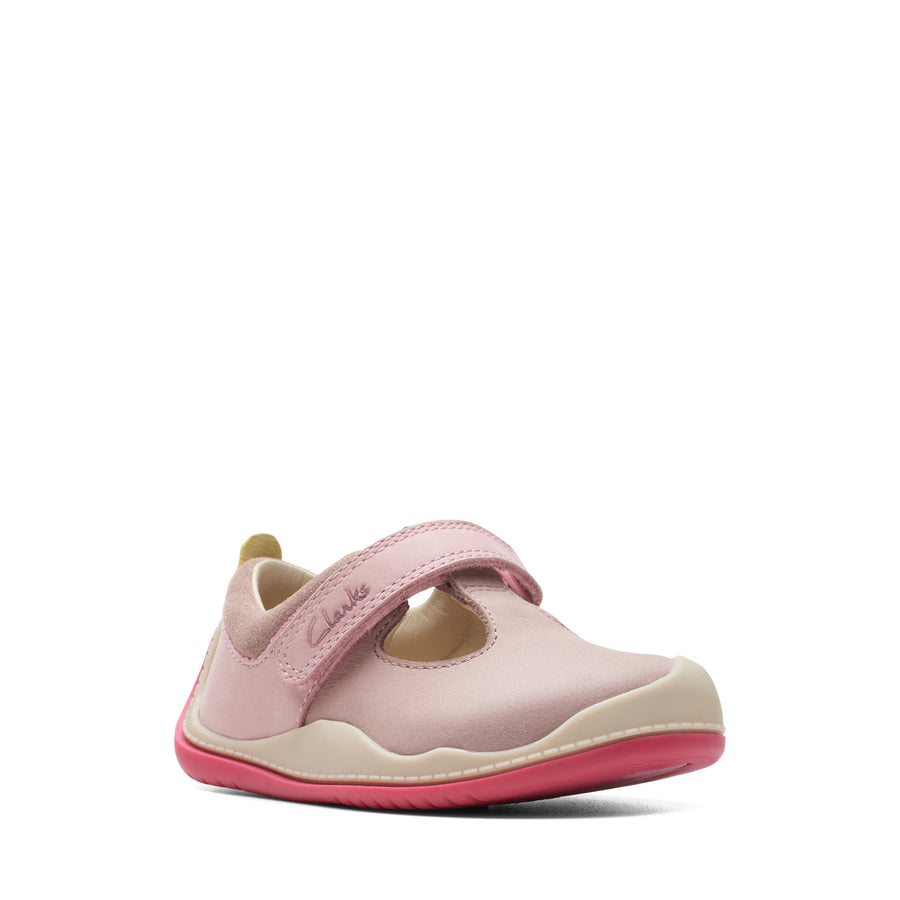 Clarks - RollerBright T Girls Baby Pink Shoes. Perfect for baby’s first steps.