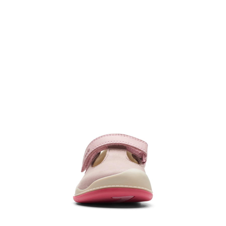Clarks - RollerBright T Girls Baby Pink Shoes. Perfect for baby’s first steps. Front View