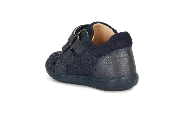 Back side view - Geox - B164PA | Dark Navy| Lightweight Runner. Perfect for baby's first steps. Lightweight design to provide for easy movement, support and protection for little feet. 