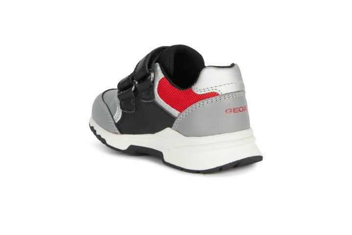 Geox - B264YA | Grey/ Red | Lightweight runners for Baby Boy. Perfect for baby's first steps. Lightweight design to provide for easy movement, support and protection for little feet. 