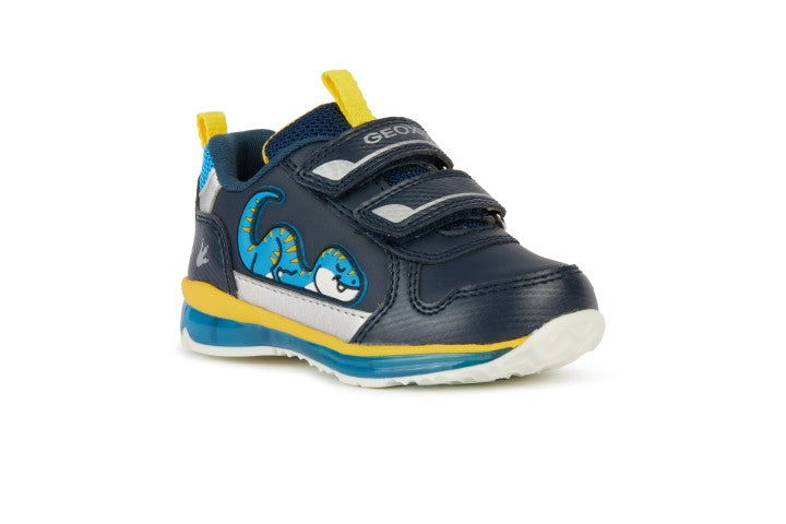 Geox - B3584A | Navy and Yellow| Lightweight runners for Baby Boy. Perfect for baby's first steps. Lightweight design to provide for easy movement, support and protection for little feet. 