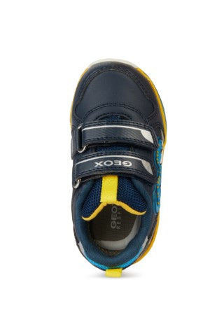 Geox - B3584A | Navy and Yellow| Lightweight runners for Baby Boy. Perfect for baby's first steps. Lightweight design to provide for easy movement, support and protection for little feet. 